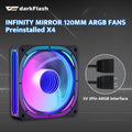 Darkflash ATX Mid-Tower Gaming PC Case, Back Plug-In BTF Motherboard, with 4 ARGB Fans Computer Case, Full View Curve Glass Dual-Chamber PC Case,