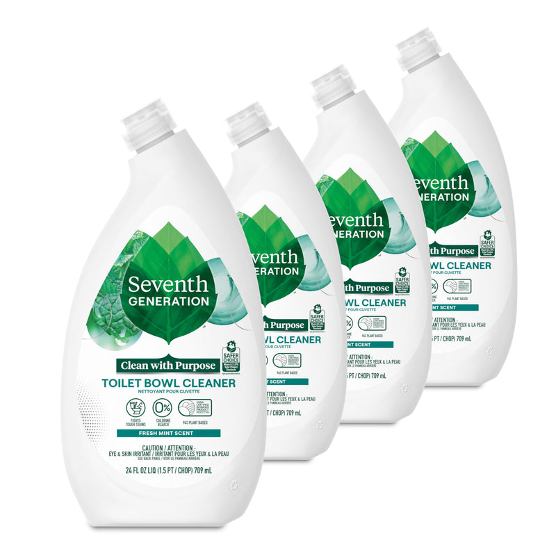 Seventh Generation Toilet Bowl Cleaner Fresh Mint Scent 4 Pack without Chlorine Bleach Ammonia Free 24 Oz