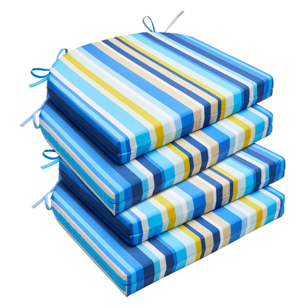 Downluxe Outdoor Chair Cushions Set of 4 for Patio Furniture, Water-Resistant Patio Chair Cushions with Ties, High Density Foam Outdoor Seat