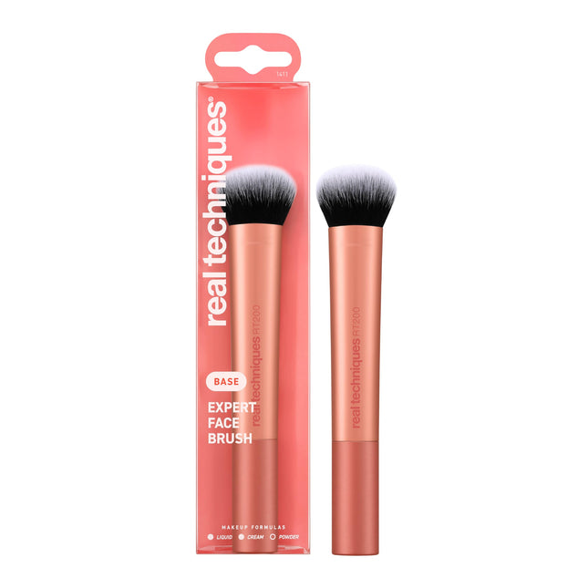 Real Techniques Expert Face Professional Foundation Makeup Brush for Even Streak Free Application, Dense Bristles For Bu