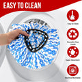 Spin Mop Head, Base, Handle Replacement for O-Ceda RinseClean 2 Tank System,4 Microfiber Mop Refills, 1 Base and 30-58in Handl Set Combo (Blue 2