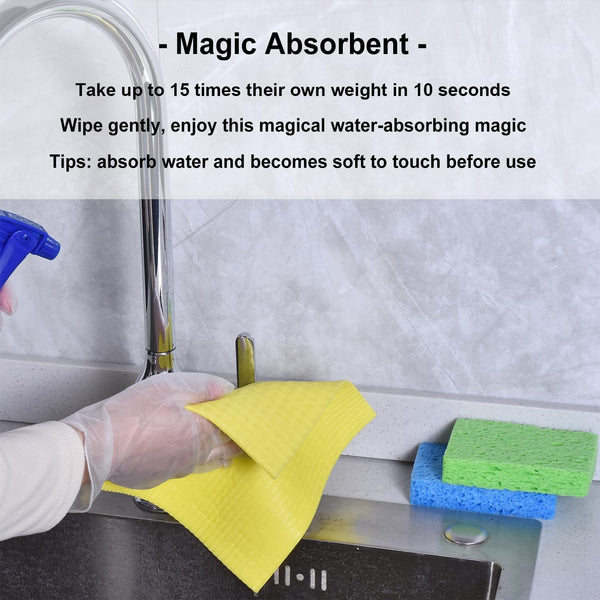 MEUUT 12 Packs Swedish Dishcloths and Kitchen Sponges for Cleaning, Reusable Absorbent Compressed Cellulose Cleaning Sponge Dish Clothes for