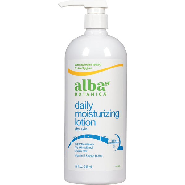 Alba Botanica Daily Moisturizing Lotion, Dry Skin, with Vitamin E and Shea Butter, 32 Oz (Packaging May Vary)