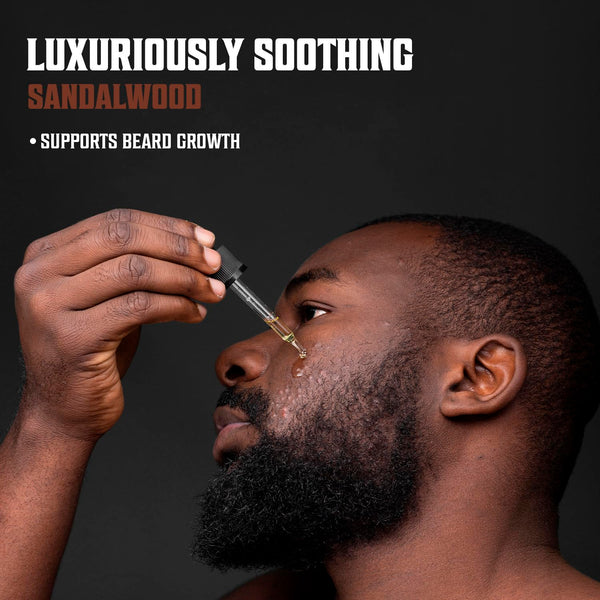 Viking Revolution Sandalwood Beard Oil for Men - Natural Mens Beard Oil with Argan Oil and Jojoba Oil - Beard Softener, Strengthens and