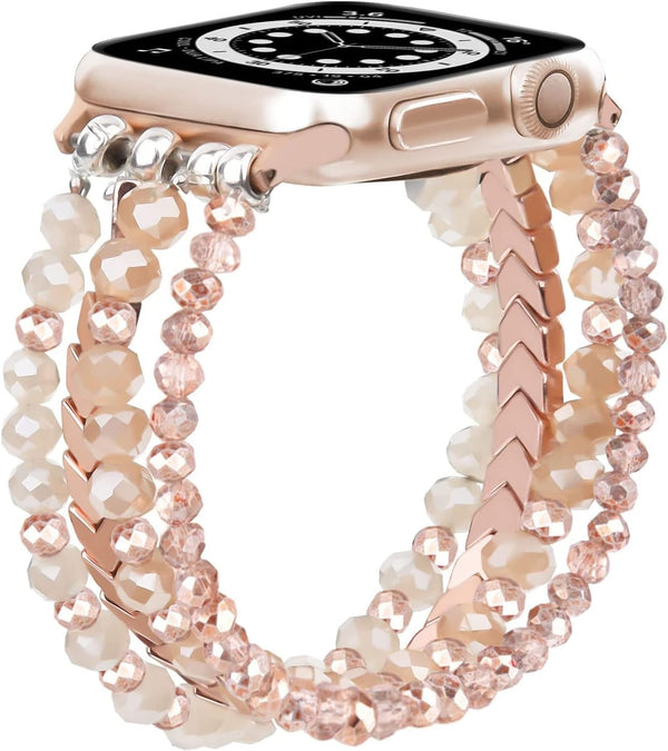 MOFREE Beaded Bracelet Compatible with Apple Watch Band 38Mm/40Mm/41Mm/42Mmï¼Series 10ï¼ 9/8/7/SE/6/5/4/3/2/1 Women Fashion Handmade Elastic Stretch
