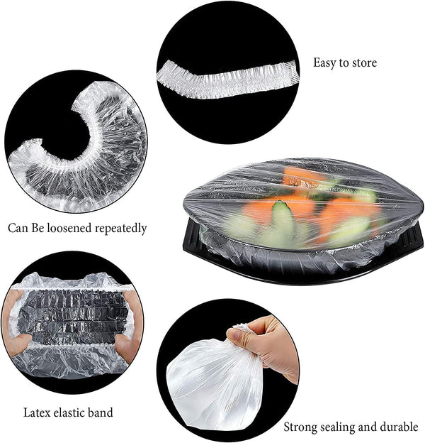 Fresh Keeping Bags Covers - Stretch Plastic Bowl Covers & Reusable Plastic Wrap - Universal Kitchen Wrap - 100Pcs