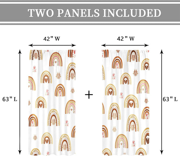 Cinbloo Rainbow Curtains 42Wx63L Inch Rod Pocket Pastel Starts Unicorn for Kids Room Decor Mermaid Child Nursery Princess Teen Girls Playroom