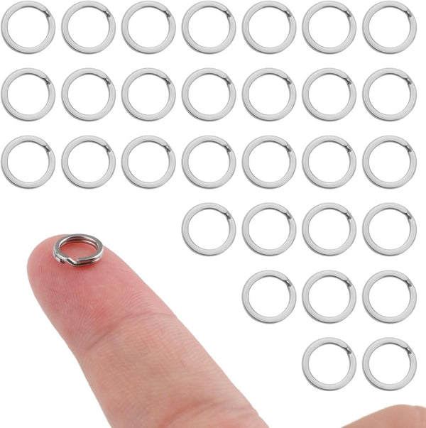 30Pcs Split Rings, 8Mm Stainless Steel Small Key Chain Mini Keychain Rings Split Open Jump Rings for Jewelry Making Metal Keyring Connectors Key
