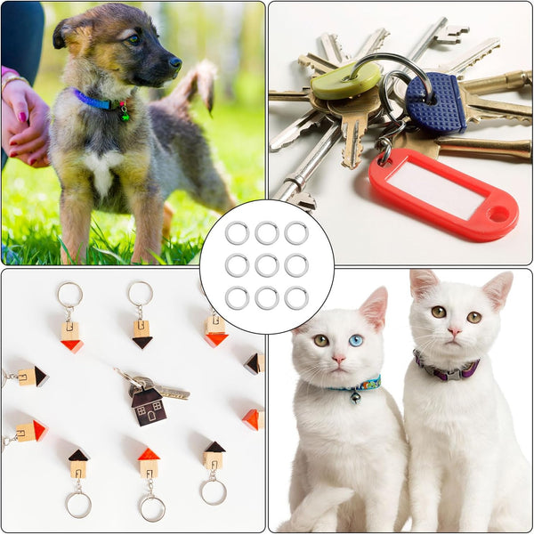 30Pcs Split Rings, 8Mm Stainless Steel Small Key Chain Mini Keychain Rings Split Open Jump Rings for Jewelry Making Metal Keyring Connectors Key