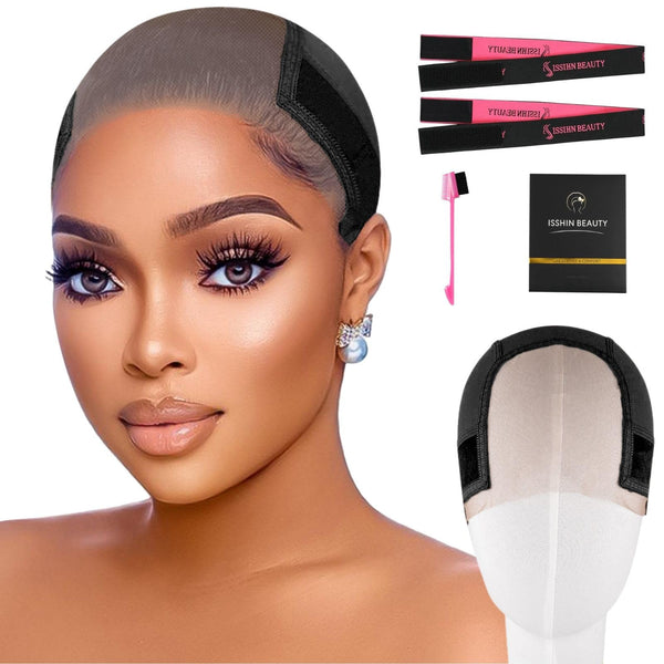 Lace Wig Grip Cap Women: 4X5 Transparent Swiss Lace Front - Non-Slip Wig Gripper for Keeping Wigs in Place - Adjustable Elastic Headband with