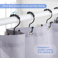 Shower Curtain Hooks, 12 Pcs Double Shower Curtain Hooks Rings, Black Shower Curtain Hooks Rust Proof, Stainless Steel Bathroom Shower Hooks for