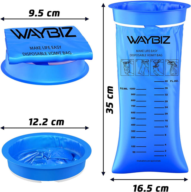 Vomit Bags 16 Pack 1000 Ml, Non-Transparent Disposable Barf Bag, Throw up & Emesis Bag for Nausea Travel Motion Morning 
