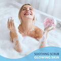 Loofah-Bath-Sponge Lace-Mesh-Set // 2-Scrubs-in-1 by Shower Bouquet/Large Full 60g Pouf (4 Pack Spa Colors) Body Luffa Loofa Loufa Puff -