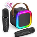IROO Mini Karaoke Machine for Kids Adults(Karafun Premium), Portable MP3 Player with 2 Wireless Mics and Party Lights for Smartphones, Birthday