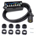 6 Foot 7 Pin Trailer Plug Wiring Harness 7 Way RV Trailer Cord Wire with 7 Gang Waterproof Junction Box