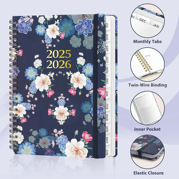 2025-2026 Academic Planner, July 2025 - June 2026, Weekly and Monthly Planning Book, Hard Cover Calendar Planner with Tabs, A5 (6.3" X 8.4"),