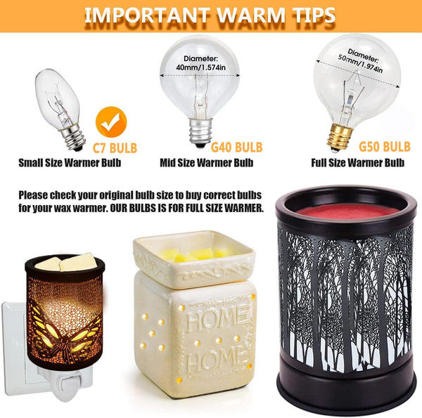 Wax Warmer Bulb - Salt Lamp Bulb - 15 Watt Light Bulbs for Scentsy Wax Warmer,C7/120V/E12 Long Lasting Nightlight Replacement Bulbs for Plug in
