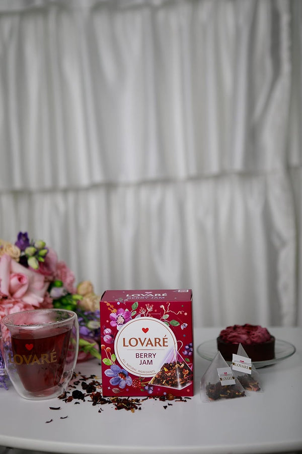 LOVARE Assorted Tea Variety Pack of 60 Pyramids - Made in Ukraine - Set of 4 Pyramid Tea Bags Boxes â 1001 Nights, Strawberry Marshmallow,