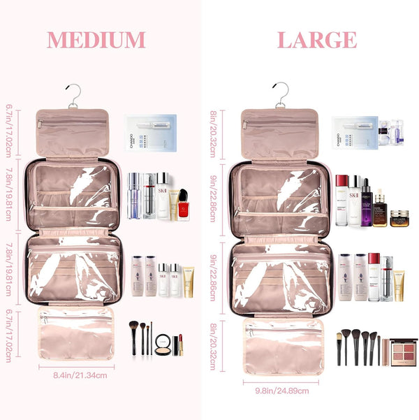 Toiletry Bag for Women, Travel Toiletry Bag with Hanging Hook Makeup Organizer, Waterproof Large Capacity Travel Bag for Accessories, Shampoo,