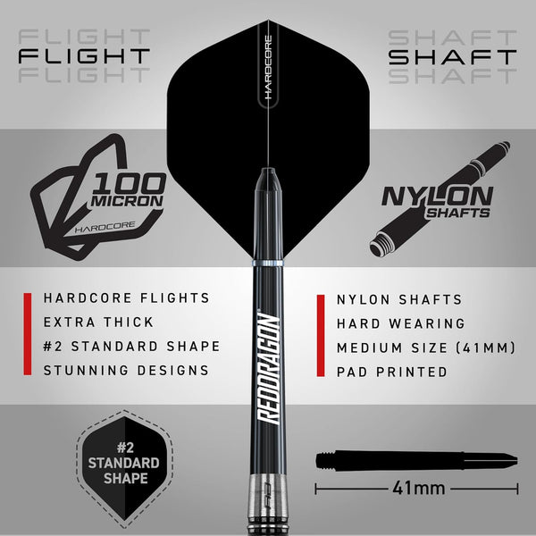 RED DRAGON Pegasus Professional Tungsten Steeltip Darts Set Available in 21, 23, 24, 25, 26, 28, 30 Gram with Flights, Stems (Shafts) and Wallet