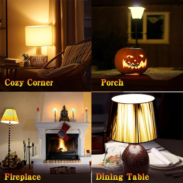 6W E26 LED Flame Effect Light Bulb - 4 Modes Fire Flickering Bulbs for Christmas Decoration Atmosphere Lighting (2 Pack)