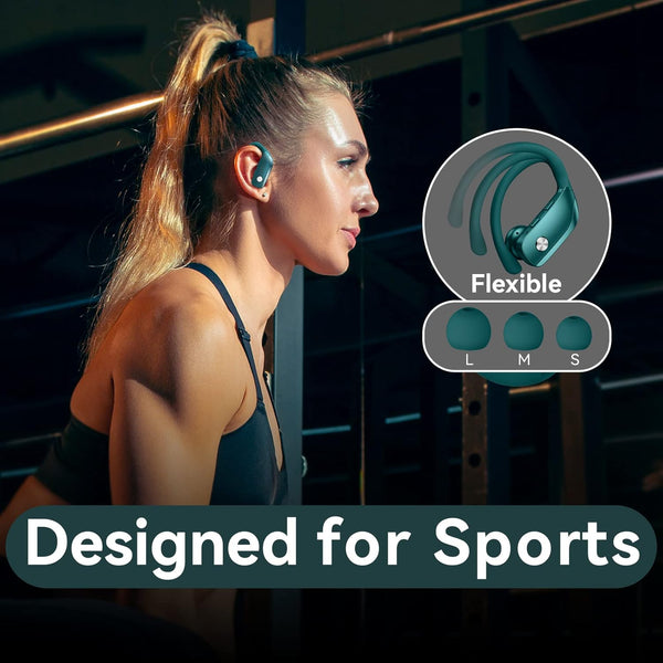 Bmani Wireless Earbuds Bluetooth Headphones 48Hrs Play Back Sport Earphones with LED Display Over-Ear Buds with Earhooks Built-In Mic Headset for