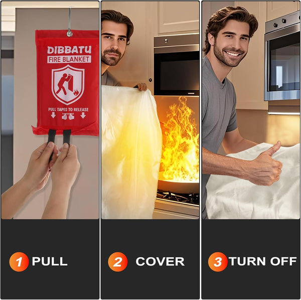 DIBBATU Fire Blanket for Home and Kitchen, Fire Blankets Emergency for Home, Emergency Fire Blankets Retardant for House, Fireproof Blanket,