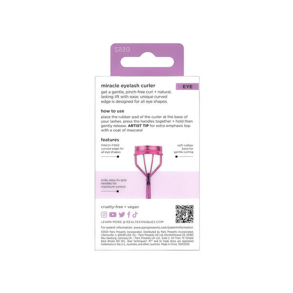 Real Techniques Miracle Eyelash Curler, Gentle Lash Tool for Lifted Lashes, Use with Mascara for Extra Volume, Travel-Size Lash Curler, Comfort