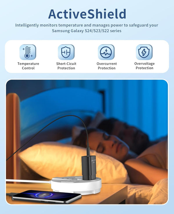 Type C Charger Fast Charging,2Pack 25W Super Fast USB C Charger Block with 6Ft USB C Cable Compatible with Samsung Galaxy S24