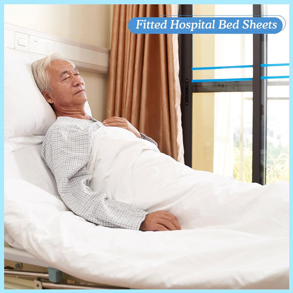 Preboun 2 Pcs Hospital Bed Sheet Fitted 36 X 84 X 14 Inch with Hospital Bed Sheets and Pillow Cases Elastic All around for Home, Massage Table,
