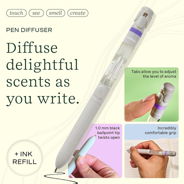 Lifelines Pen Diffuser, in Bloom - 1Mm Black Ballpoint Pen with Scented Essential Oil Blends â Aromatherapy Diffuser & Sensory Immersion Diffuse
