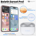 Beleth New Earset Pro1 In-Ear Bluetooth TWS Headphones, Medium Size, White - Includes Cable, Eartips, and Manual