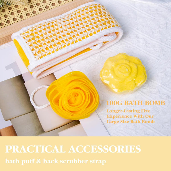 Gift Baskets , Spa Gifts for Women, 8Pcs Honey Almond Bath Gift Set for Women, Relaxation Self Care Spa Kit W/Bath Bomb, Bubble Bath, Mom Birthday