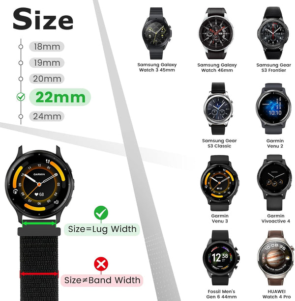 22Mm Nylon Quick Release Bands Compatible with Samsung Galaxy Watch 3 45Mm/Galaxy Watch 46Mm/Gear S3 Frontier/Classic/Garmin Venu 3/Venu