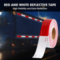 WAENLIR 2 Inch X 30 Feet Reflective Safety Tape DOT-C2 Waterproof Red and White Adhesive Conspicuity Tape for Trailer, Outdoor, Cars, Trucks