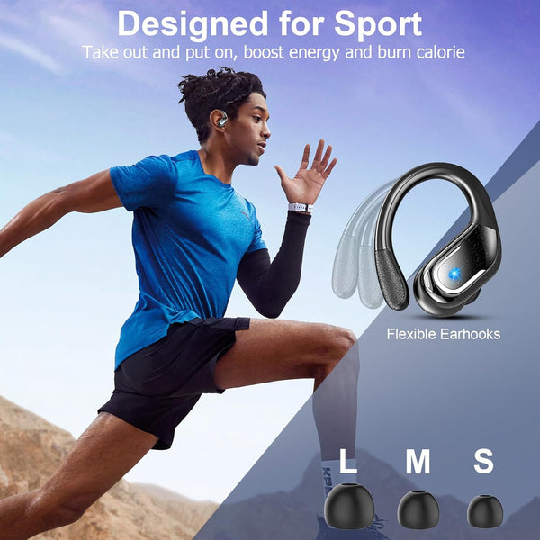 Wireless Earbud Bluetooth 5.4 Headphones 75Hrs Playtime, 2025 Bluetooth Earbuds Deep Bass Noise Cancelling Mic, over Ear Bud with Sport Earhooks,