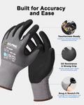 DULFINE Safety Work Gloves Microfoam Nitrile Coated-6 Pairs Pack,Seamless Knit Nylon Glove with Black Micro-Foam Nitrile Grip,Ideal for General