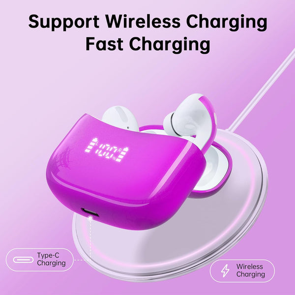 Wireless Earbuds Bluetooth 5.4 Headphones 60H Playtime Bass Stereo Ear Buds with Noise Cancelling Mic LED Display Earbud & in Ear Earphones IP7