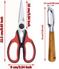 Left Handed Kitchen Scissors and Left Handed Peeler, All Purpose Lefty Stainless Steel Scissors and Peeler for Adults, Great for Kitchen, Home (2