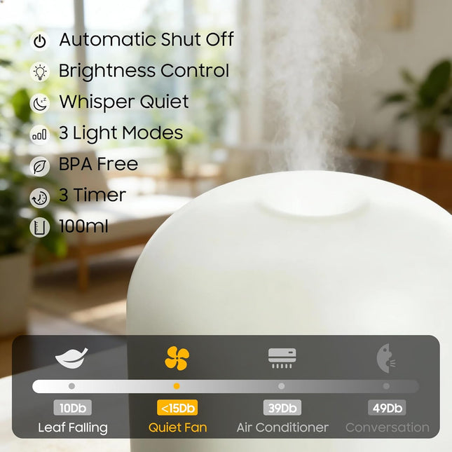 Essential Oil Diffuser Handmade Glass, Quiet 6-In-1 High-End Humidifier, Home Aromatherapy Fragrant Aroma Diffuser with 