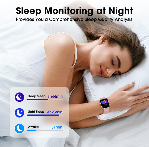 Fitness Tracker Watch, Step Tracker with Heart Rate, Blood Oxygen Sleep Monitor, 5ATM Waterproof Pedometer, Step Calorie Counter, Health Fitness