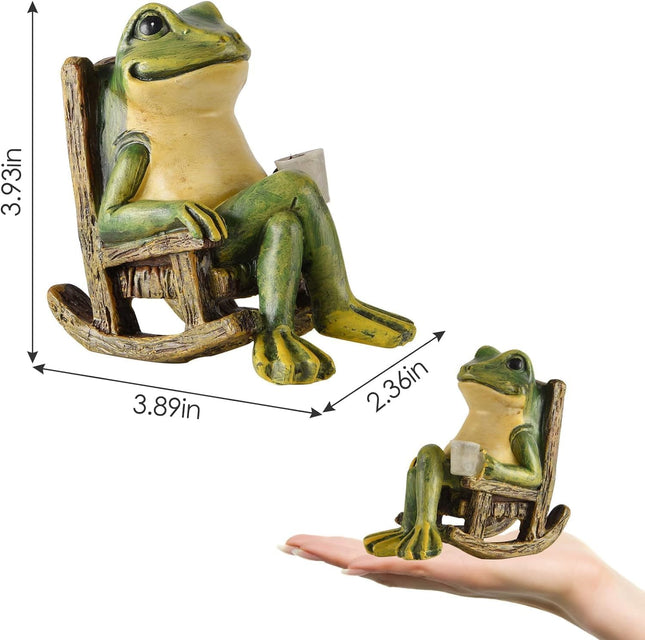 Miniature Frog Garden Statue Mom Gifts Home Decorations Fairy Garden Accessories Outdoor Lights Solar Garden Frog Decor 
