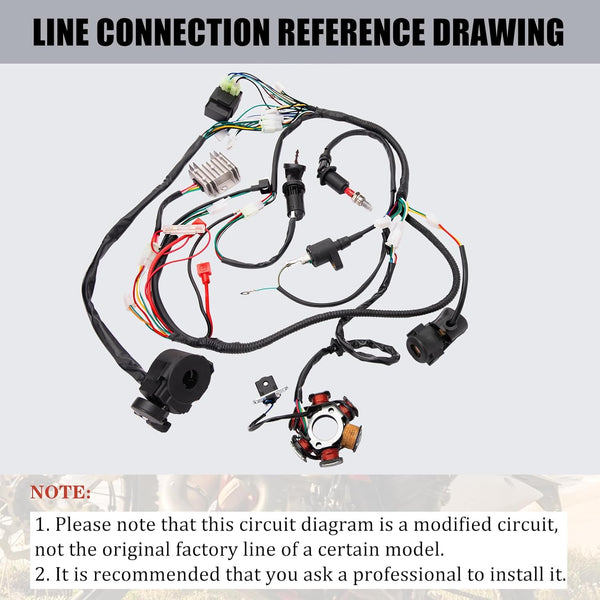 Complete Wiring Harness Kit for ATV Quad 4 Stroke 50Cc 70Cc 90Cc 110Cc 125Cc Pit Quad Dirt Bike Go Kart Quad Wire Harness Complete Electrics