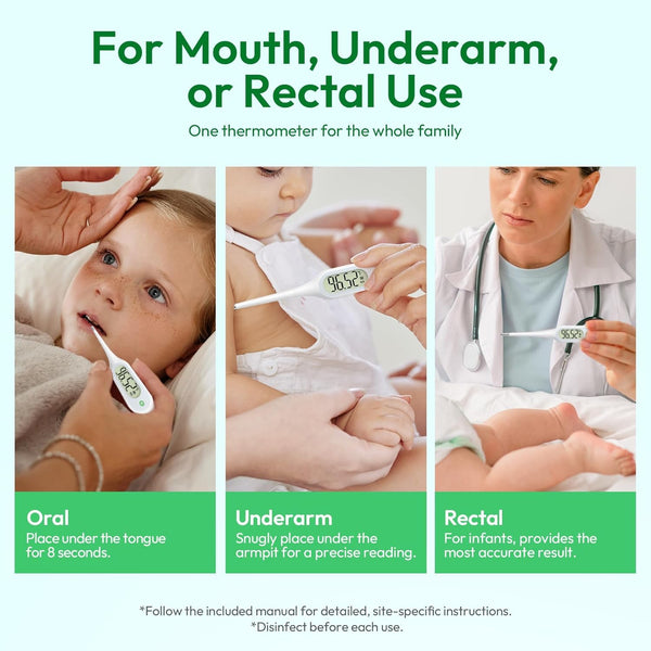 Basal Thermometer for Adults and Kids, Fast & Accurate with Fever Alert, Mute Function, FSA/HSA Eligible - Essential for Babies and Adults,