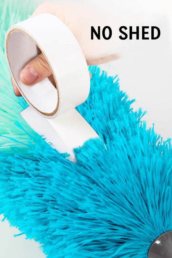 BOOMJOY Microfiber Feather Duster with 100 inches Extension Pole, Dusters for Cleaning High Ceiling, Fan, Blinds, Furniture Green