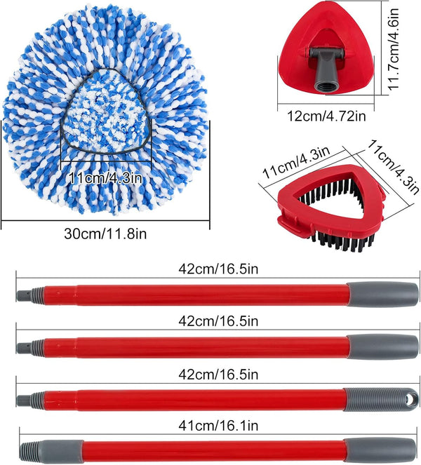 Spin Mop Head Replacement,Iron Spin Handle,Brush and Base Compatible with O Cedar Easywring 1 Tank System,Microfiber Mop Refills and 30-58" Handle