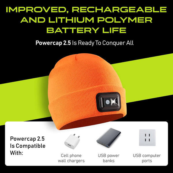 Panther Vision LED Hat Light - POWERCAP 2.5 USB Rechargeable LED Beanie Light Hat - Bright Leds and IPX4 Water Resistance Gifts for Dad Father Men