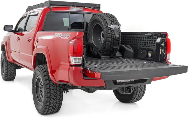 Rough Country Universal Bed Mount Spare Tire Carrier for Pickup Trucks - Fits Tires 33" to 40