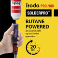 IRODA SOLDERPRO 90K Butane Soldering Iron Kit â 9 Piece Kit 3-In-1 Heat Tool (25â80W) Self-Igniting, Adjustable Flame, 17S Heat-Up, 53-Min