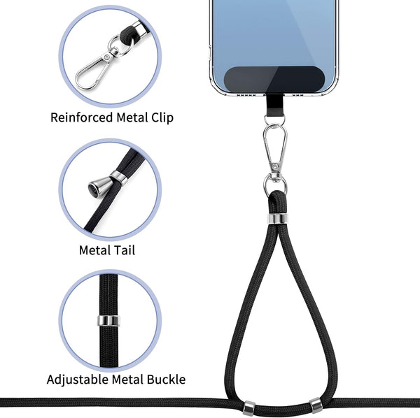 CACOE Phone Lanyard 2 PCS-2 PCS Adjustable Neck Strap,4 PCS Patches,Universal Crossbody Multifuctional Cell Phone Lanyards Compatible with Most